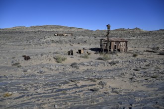 Ruinen der ehemaligen Diamantenstadt Pomona in der Wüste, Diamentensperrgebiet, bei Lüderitz,