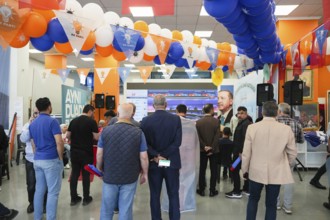 Gaziantep, Türkiye – May 28, 2023. Members of the ruling Justice and Development Party (AKP) follow