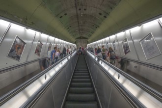 Escalators in the underground, Munich, Bavaria, Germany