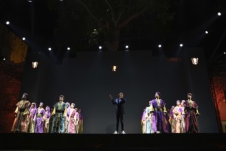 The inauguration of the Syrian Development Fund at Damascus Citadel featured light shows and stage