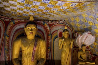 Buddha statues and murals in Dambulla Cave Temple, Dambulla, Sri Lanka