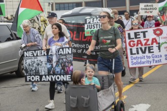 Detroit, Michigan USA - 23 August 2025 - Protesters rally at Eastern Market, banging empty pots to