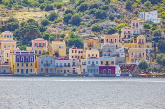 View of Gialos Harbour, Gialos, Symi Island, Dodecanese Islands, Greece