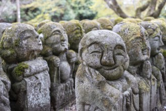 Rakan statues at Otagi Nenbutsuji Temple, stone, moss-covered, Ukyo-ku, Kyoto, Kyoto Prefecture,