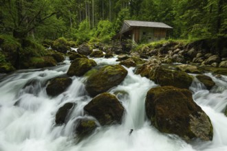 Golling watermill. Traditional mill in an alpine landscape, Golling an der Salzach, Austria