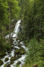 Summer nature experience at the Golling waterfall with lots of water, Golling an der Salzach,