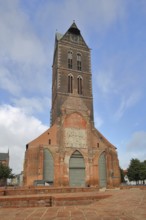Gothic St Mary's Church tower without nave, brick church, Wismar, Mecklenburg-Western Pomerania,