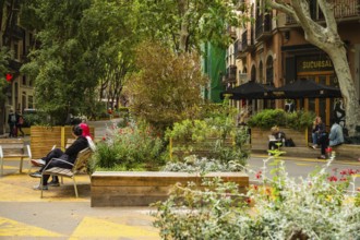 Superblock or Superilla in the Sant Antoni neighbourhood, a heavily car-restricted area of the city