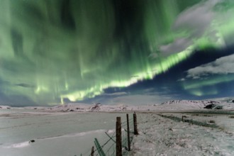 Northern Lights, Close to Vik, Ring Road, Mountains, Frost, Winter, Cold, Snow, Night, Iceland*