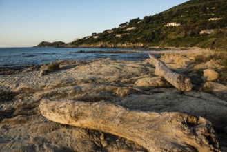 Picturesque beach, Plage de Bonne Terrasse, sunrise, Saint Tropez, Var, French Riviera,