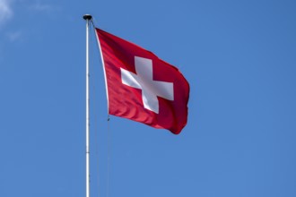 Swiss flag, Interlaken, Canton of Bern, Switzerland