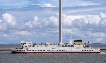 The North Sea car ferry Münsterland, departs from the ferry harbour of Eemshaven, in the Ems