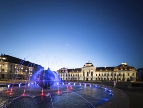 Peace fountain on Hodža Square at Grassalkovich Palace, Presidential Palace, seat of the President