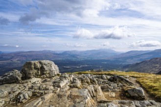 View from Nevis Range Mountains, Grampian Mountains, Fort William, Highland, Lochaber, Scotland, UK
