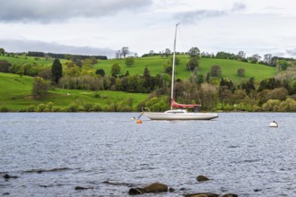 Boats on Ullswater Lake, Pooley Bridge, Lake District National Park, Cumbria, England, United
