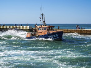Boats on canal in Capbreton, Landes, Nouvelle-Aquitaine, France