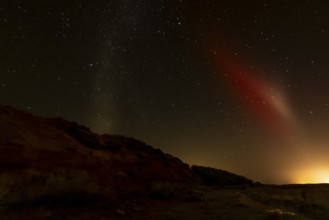Northern Lights with Milky Way at the North Sea, Elbogen, List, Sylt, Schleswig-Holstein