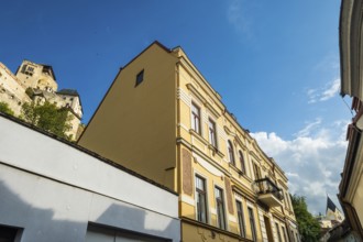 View of Trencín Castle from the old town centre, Capital of Culture 2026, Trencín, Slovakia