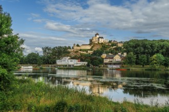 View of Trencín Castle from the banks of the Váh River, Capital of Culture 2026, Trencín, Slovakia