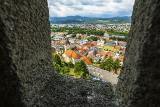 View from the castle of the town of Trencín, the parish church of the Nativity of the Virgin Mary