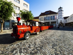 Little train in the old town centre of Trencín, Capital of Culture 2026, Trencín, Slovakia
