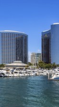 USA, California, San Diego Bay marina and Seaport Village in downtown near Gaslamp Quarter