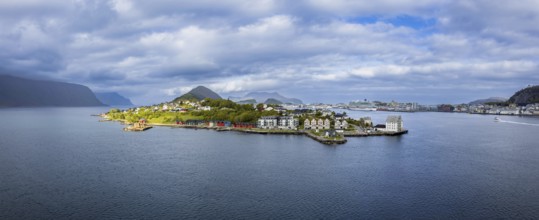 Alesund, port town in Norway famous for Art Nouveau architecture, fjords and scenic landscapes