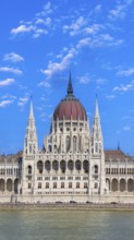 Hungary, panoramic view of the Parliament and Budapest city skyline of historic center