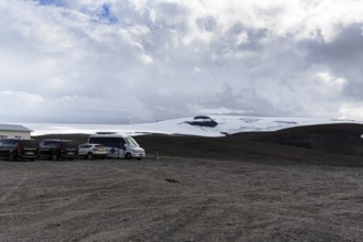 Car park, starting point for glacier tour, Klaki base camp, Langjökull glacier, Husafell, Icelandic