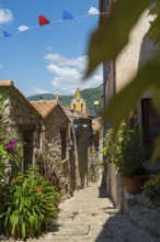 Picturesque mountain village overlooking the sea, Sainte-Agnès, near Menton, Cote d'Azur,