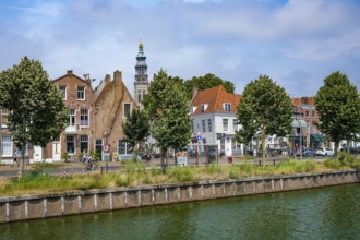 Middelburg, Zeeland, Netherlands - Townhouses on the Turfkaai at the Binnenhaven in the historic