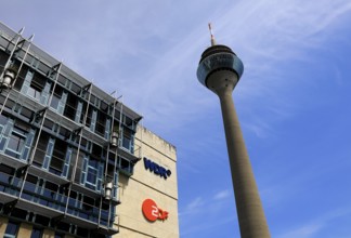 The WDR broadcasting centre in Düsseldorf, in the background the Rhine Tower, Radio Tower,