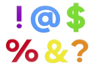 Colorful flat magnetic plastic characters set isolated on a white background