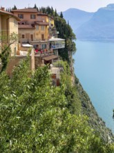 View of Terrazza del Brivido from Hotel Paradiso on high cliffs on the western shore of Lake Garda