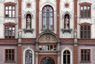 Main building of the University of Rostock, Renaissance façade with terracotta chimney, Rostock,