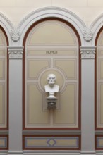 Homer, ancient Greek poet, bust in the stairwell, main building of the University of Rostock,
