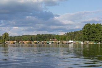 Boathouses, holiday homes, Leppinsee, Rechlin, Mecklenburg Lake District, Mecklenburg-Western