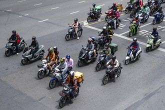 Road traffic motorbike scooter, Bangkok, Thailand