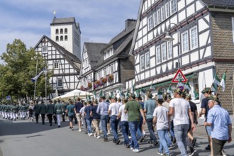 Rifle festival in Bad Fredeburg, in the Sauerland region, marching of the rifle companies in the