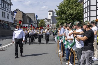 Shooting festival in Bad Fredeburg, in the Sauerland region, marching of the shooting companies in