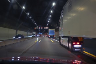 Traffic in the Engelberg Tunnel on the A 81 motorway, Baden-Württemberg, Germany