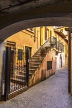 Backyard alley with stairs, Omegna, Province of Novara, Piedmont, Italy