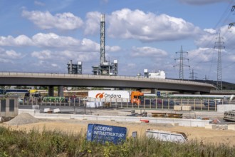 Motorway construction site at the Leverkusen-West junction, A1 and A59 motorways, new construction,