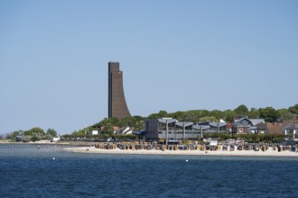 Naval memorial, beach, Laboe, Baltic seaside resort, fjord, Baltic Sea, North Frisia,