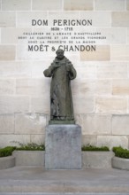 Dom Perignon statue, headquarters of the champagne brand Moët & Chandon, part of the luxury goods
