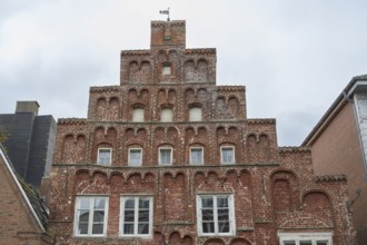 Wernersches Haus, merchant's house, brick façade, stepped gable, old town centre, Husum, North
