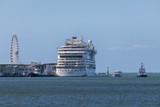 Cruise ship AIDA mar moored at the quay wall, Warnow, Warnemünde, Rostock, Mecklenburg-Vorpommern,