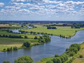 The Aller flows into the Weser at Verden. Aerial view, looking upstream, with the Aller on the left