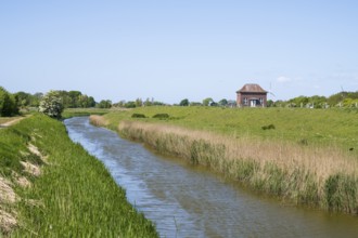 Barrage at the Siel, Tammensiel, Pellworm Island, North Frisia, North Sea, Schleswig-Holstein,