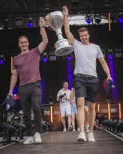 Players of the Eisbären Berlin at the Berliner Rundfunk 91.4 Open Air in the Berlin Parkbühne